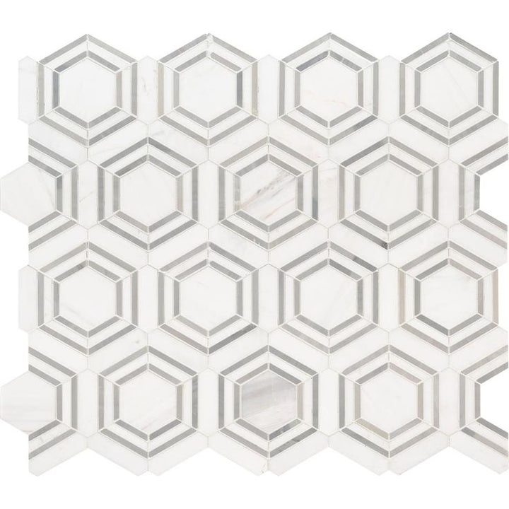 MSI Georama Grigio 13 in. x 11 in. x 10mm Polished Marble Mesh-Mounted Mosaic Tile (9.99 sq. ft. / case)