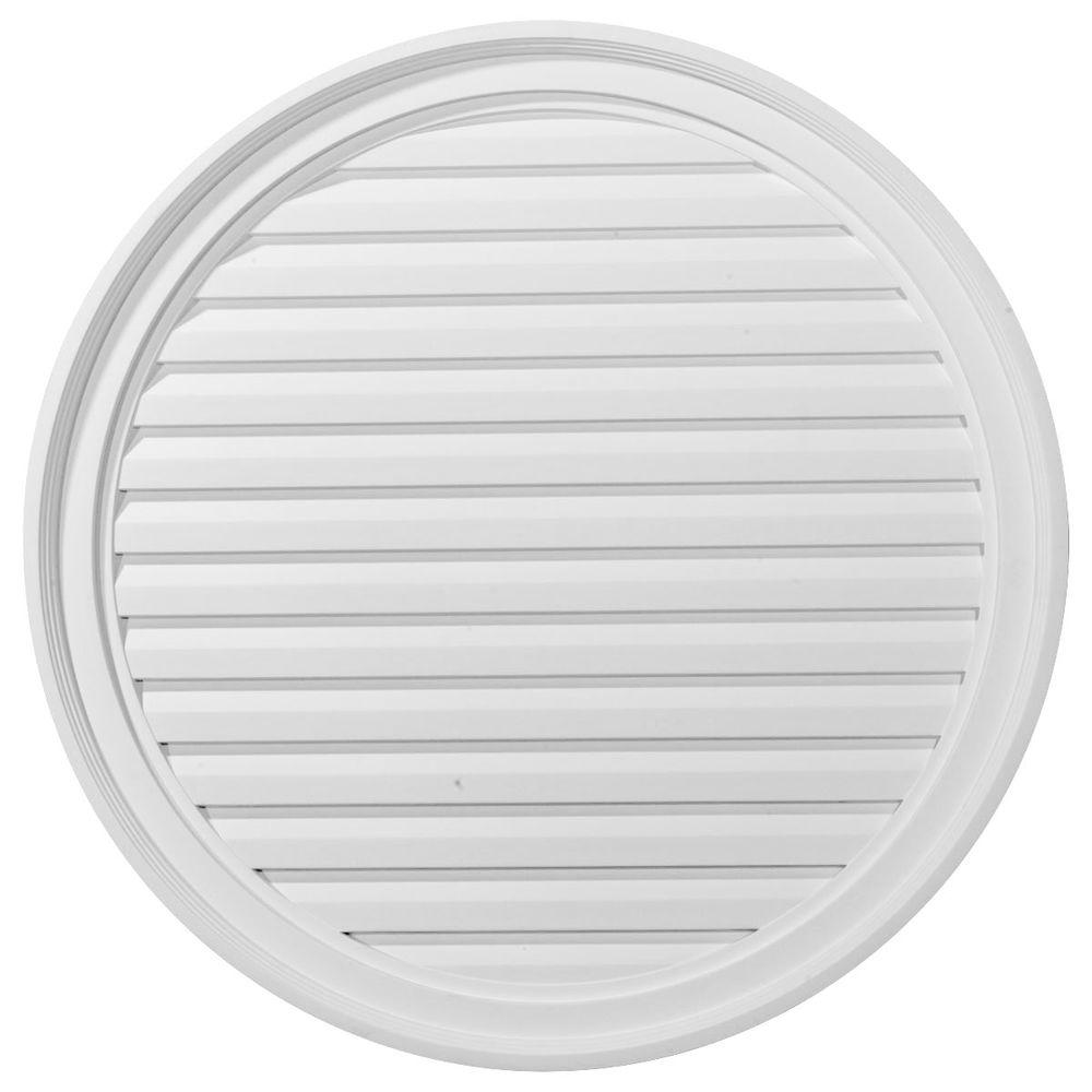 30 in. x 30 in. Round Primed Polyurethane Paintable Gable Louver Vent - Super Arbor