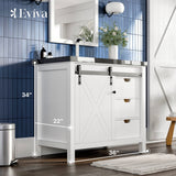 Eviva Dallas 36 in. W x 22 in. D x 34 in. H Bath Vanity in White with Black Granite Top and Black Sink