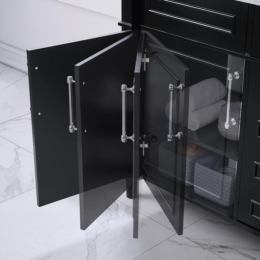 Aberdeen 60 in. W x 22 in. D Vanity in Black with Carrara Marble Top with White Sinks - Super Arbor