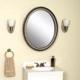 25 in. W x 32 in. H Zenith Oval Mirror Surface Mount Medicine Cabinet in Pewter - Super Arbor