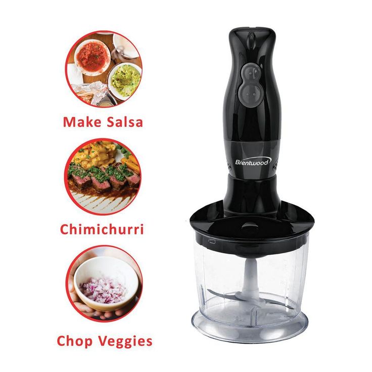 2-Speed Black Hand Mixer Blender and Food Processor with Balloon Whisk