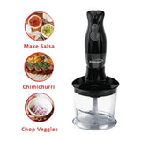 2-Speed Black Hand Mixer Blender and Food Processor with Balloon Whisk