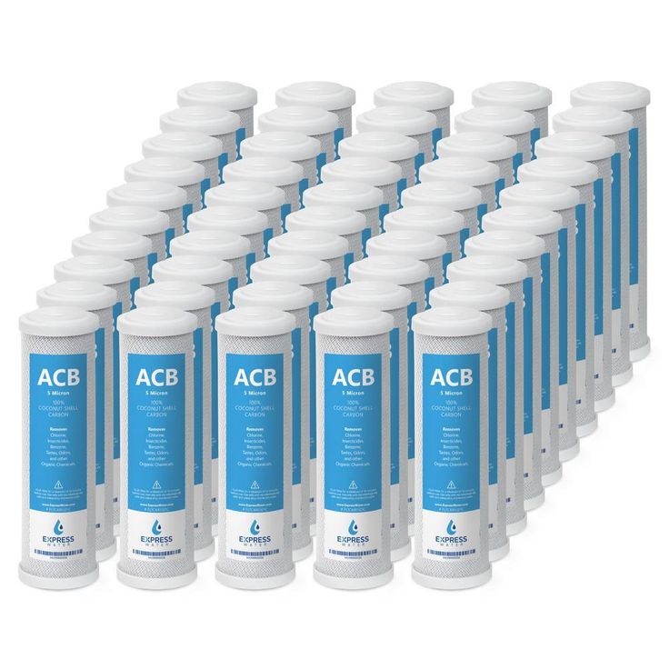 Express Water – 50 Pack Activated Carbon Block Water Filter Replacement – 5 Micron – Under Sink Reverse Osmosis System
