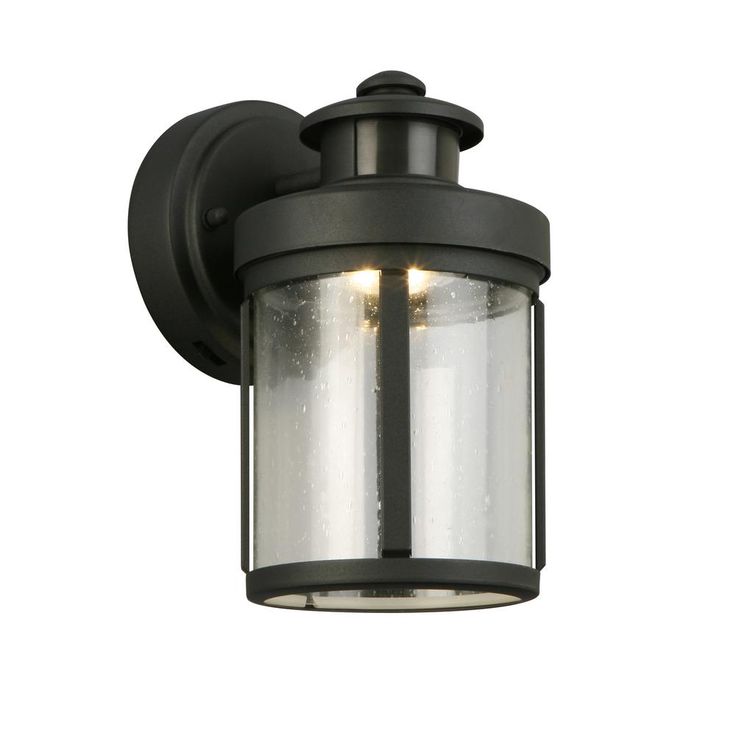 Black Motion Sensor Outdoor Integrated LED Wall Lantern Sconce