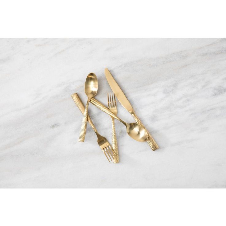 5-Piece SS Titan PVD Lucca Faceted Brushed Gold Place Setting (Service for 1)