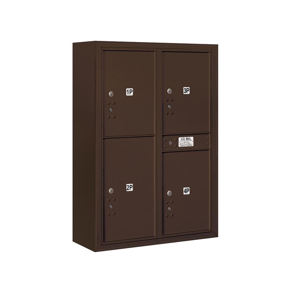 3800 Horizontal Series 4-Parcel Locker Surface Mount Mailbox - Super Arbor