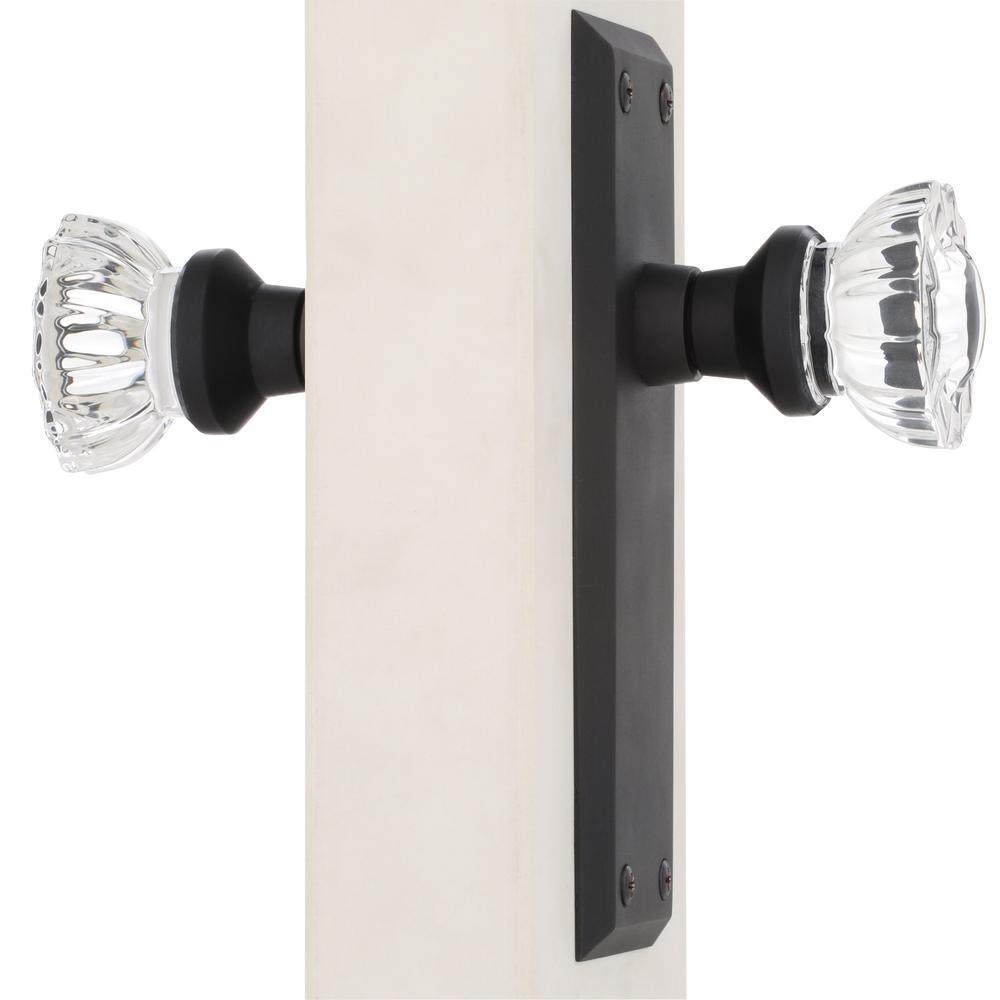 New York Plate 2-3/8 in. Backset Oil-Rubbed Bronze Privacy Bed/Bath Crystal Glass Door Knob - Super Arbor