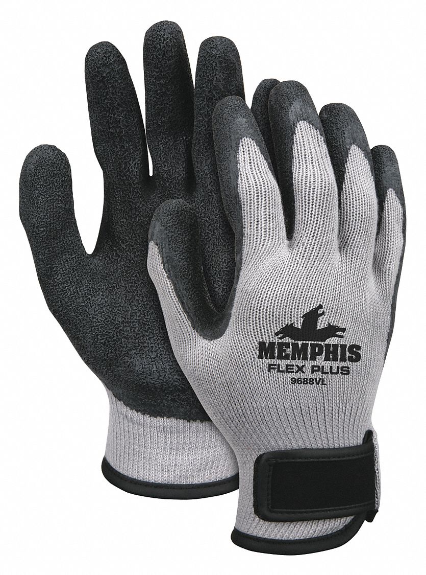 MCR SAFETY Latex Coated Gloves, Medium, Flex Plus