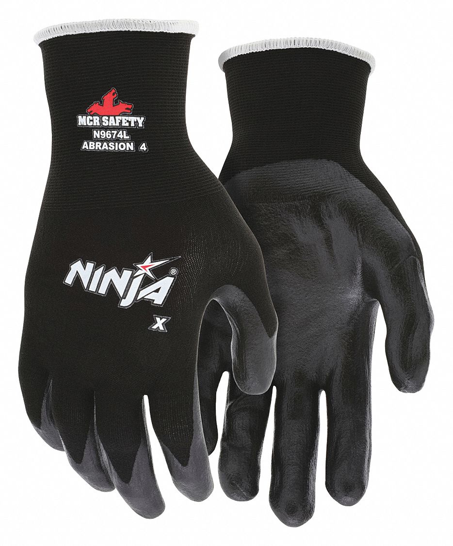 MCR SAFETY Ninja X Coated Gloves, Small, Black