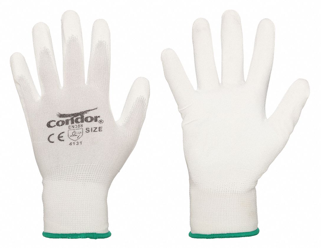 CONDOR Smooth Polyurethane Palm-Dipped Gloves - Medium, ANSI Abrasion Level 3