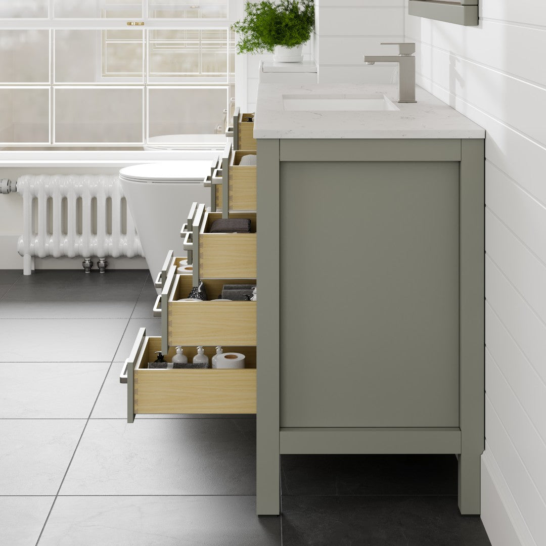 Eviva London 54-in Gray Undermount Single Sink Bathroom Vanity with White Carrara Quartz Top