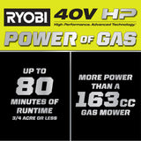 RYOBI 40V HP Brushless 21 in. Self-Propelled Cordless Lawn Mower with SMART TREK, (2) 6.0Ah Batteries & Charger