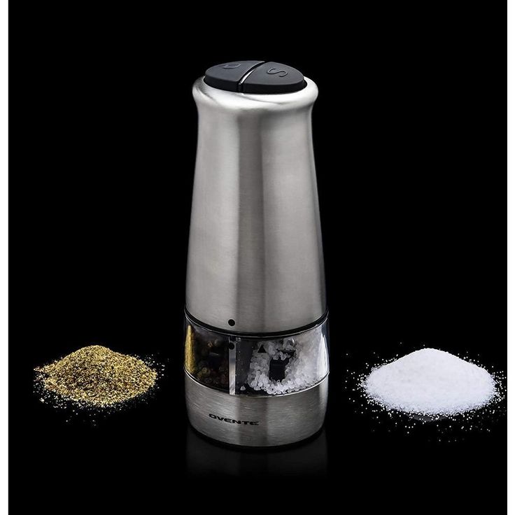 Stainless Steel Silver 2-in-1 Automatic Electric Salt and Pepper Grinder, Battery Operated, 6 AAA