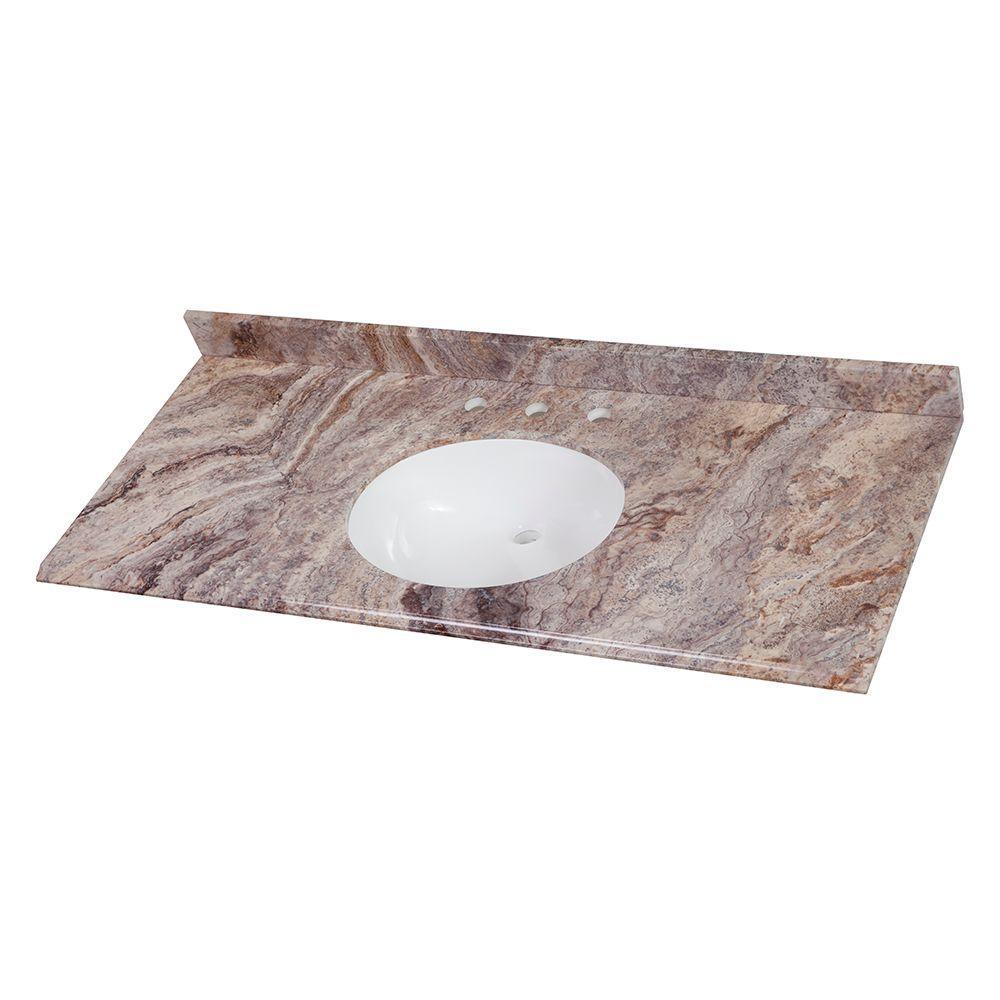 31 in. x 22 in. Stone Effects Vanity Top in Cascade with White Sink - Super Arbor