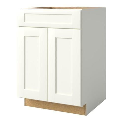 allen + roth Aveley 24-in W x 34.5-in H x 24-in D Linen Maple Sink Base Semi-Custom Cabinet
