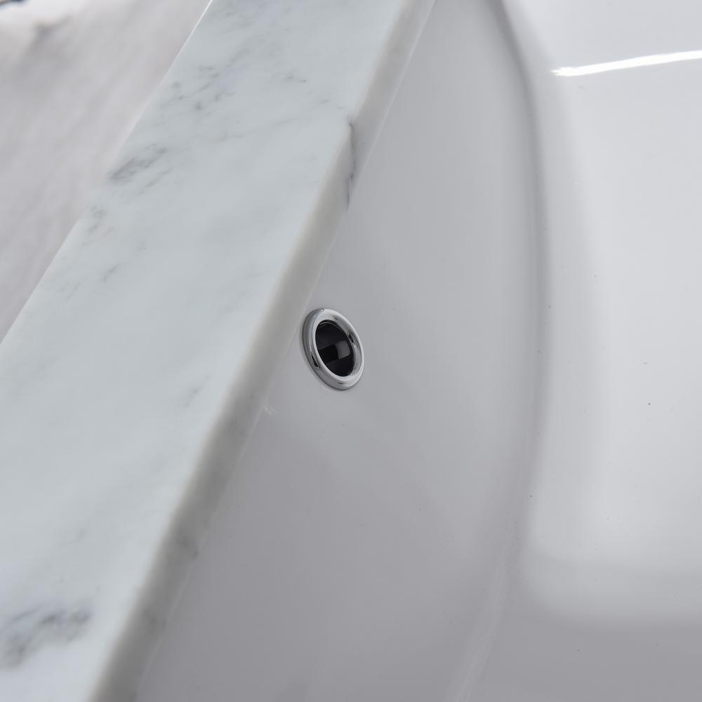 Basildon 61 in. W x 22 in. D Double Basin Carrara Marble Vanity Top in Carrara White with White Vitreous China Basins - Super Arbor