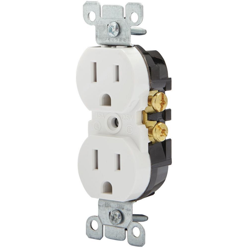 15 Amp Tamper-Resistant Duplex Outlet, White (10-Pack) - Super Arbor