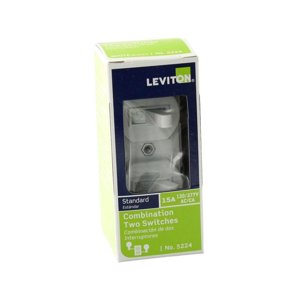 15 Amp Combination Double Switch, White - Super Arbor