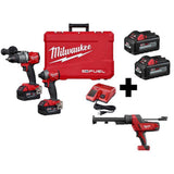 M18 FUEL 18-Volt Lithium-Ion Brushless Cordless Hammer Drill/Caulk Gun/Impact Driver Combo Kit (3-Tool) - Super Arbor