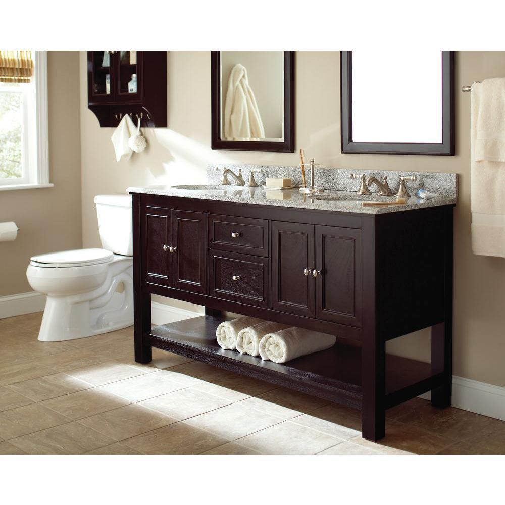 Gazette 60 in. W Bath Vanity Cabinet Only in Espresso for Double Bowl Design - Super Arbor