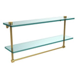 22 in. L  x 12 in. H  x 5 in. W 2-Tier Clear Glass Bathroom Shelf with Towel Bar in Oil Rubbed Bronze - Super Arbor