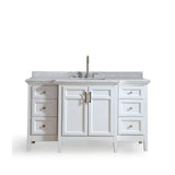 Luz 42 in. Single Bath Vanity in White with Marble Vanity Top in Carrara White with White basin - Super Arbor