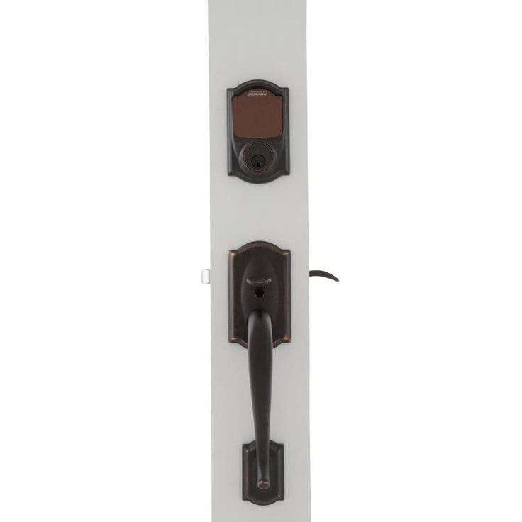 Camelot Aged Bronze Sense Smart Deadbolt and Camelot Handleset with Accent Lever with Camelot Trim
