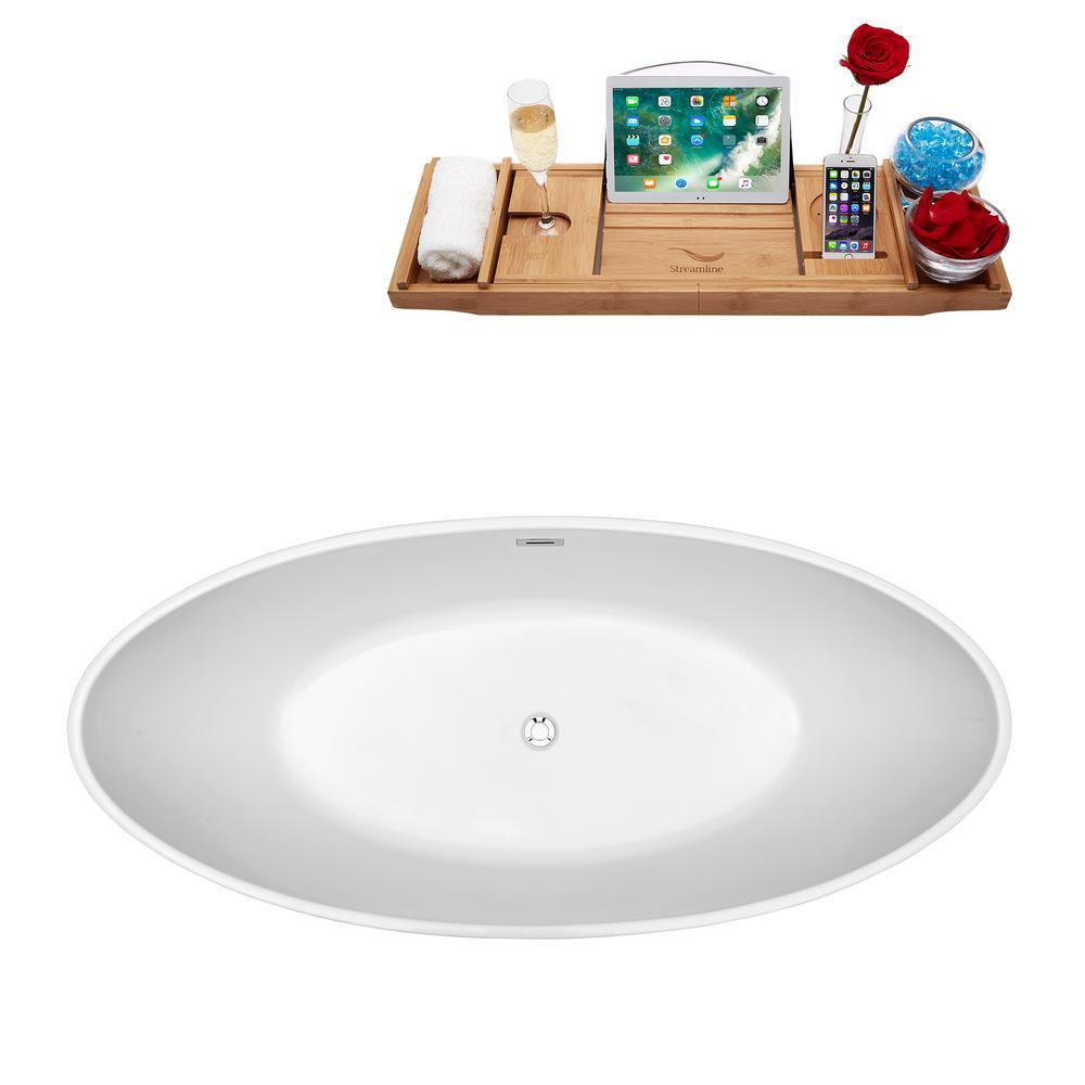 62.6 in. Acrylic Flatbottom Non-Whirlpool Bathtub in Glossy White - Super Arbor