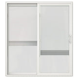 JELD-WEN 72-in x 80-in 4-9/16-in Low-e Insulating Blinds Between The Glass White Vinyl Sliding Left-Hand Sliding Double Patio Door