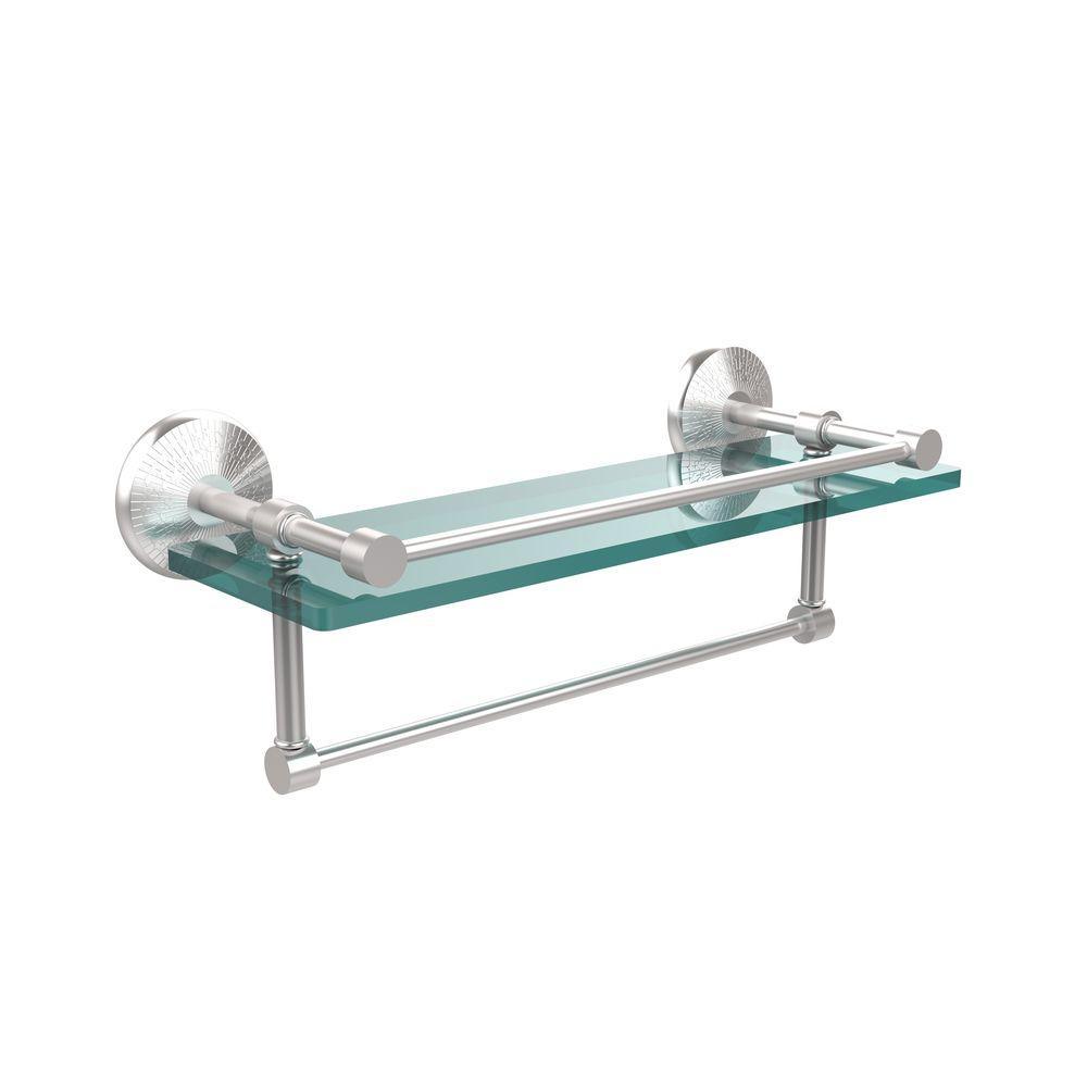 Monte Carlo 16 in. L  x 5 in. H  x 5 in. W Clear Glass Bathroom Shelf with Towel Bar in Venetian Bronze - Super Arbor