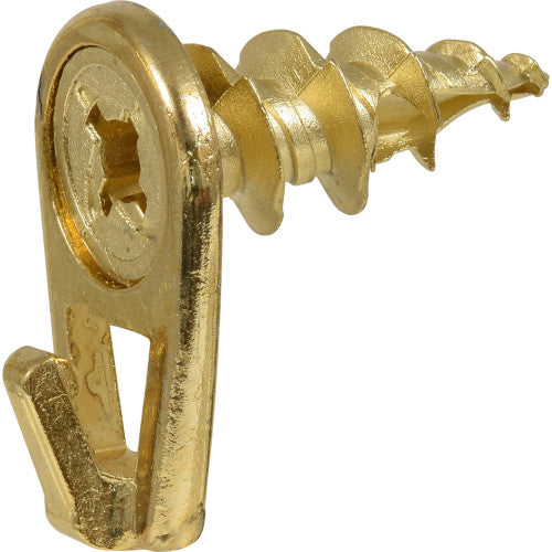 Hillman WallDriller Brass-Plated Drywall Picture Hooks, 35 lb Capacity, 4-Pack