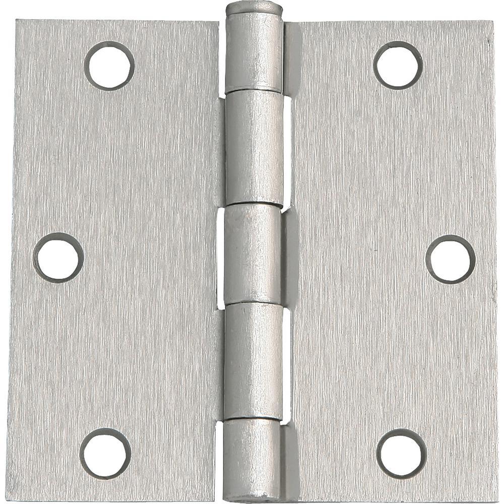 3-1/2 in. Square Corner Satin Nickel Door Hinge Value Pack (10 per Pack) - Super Arbor