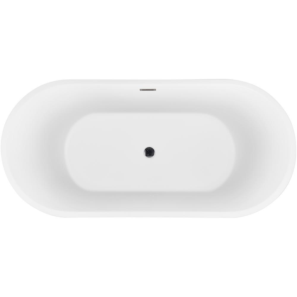 67 in. Matte Black Fiberglass Non-Whirlpool Bathtub with Tub Filler Combo - Modern Flat Bottom Stand Alone Tub - Super Arbor