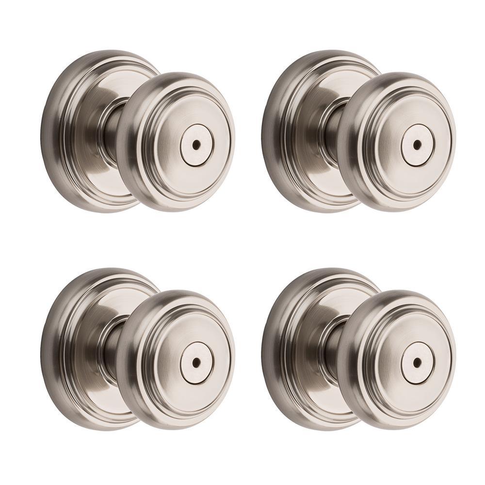 Prestige Alcott Satin Nickel Bed/Bath Door Knob (4-Pack) - Super Arbor