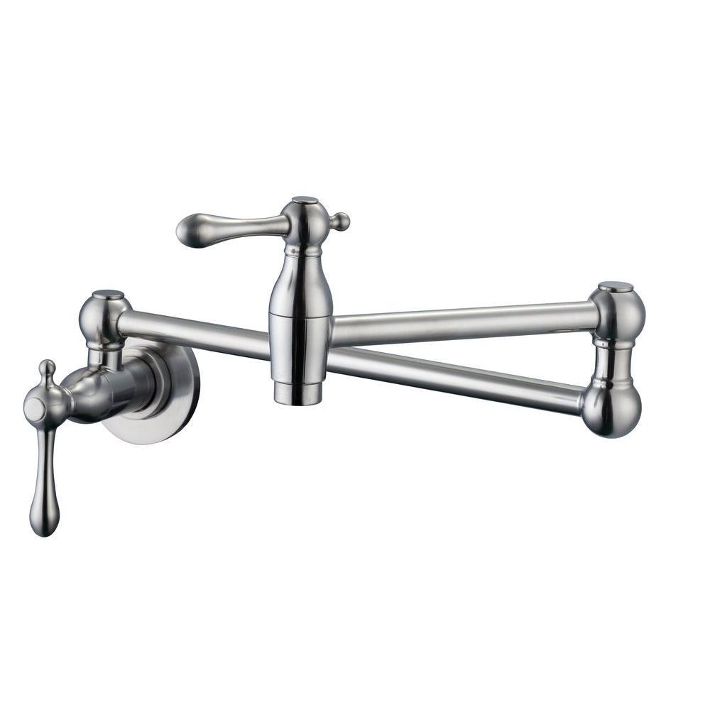 Lyndhurst Wall Mounted Pot Filler in Brushed Nickel - Super Arbor