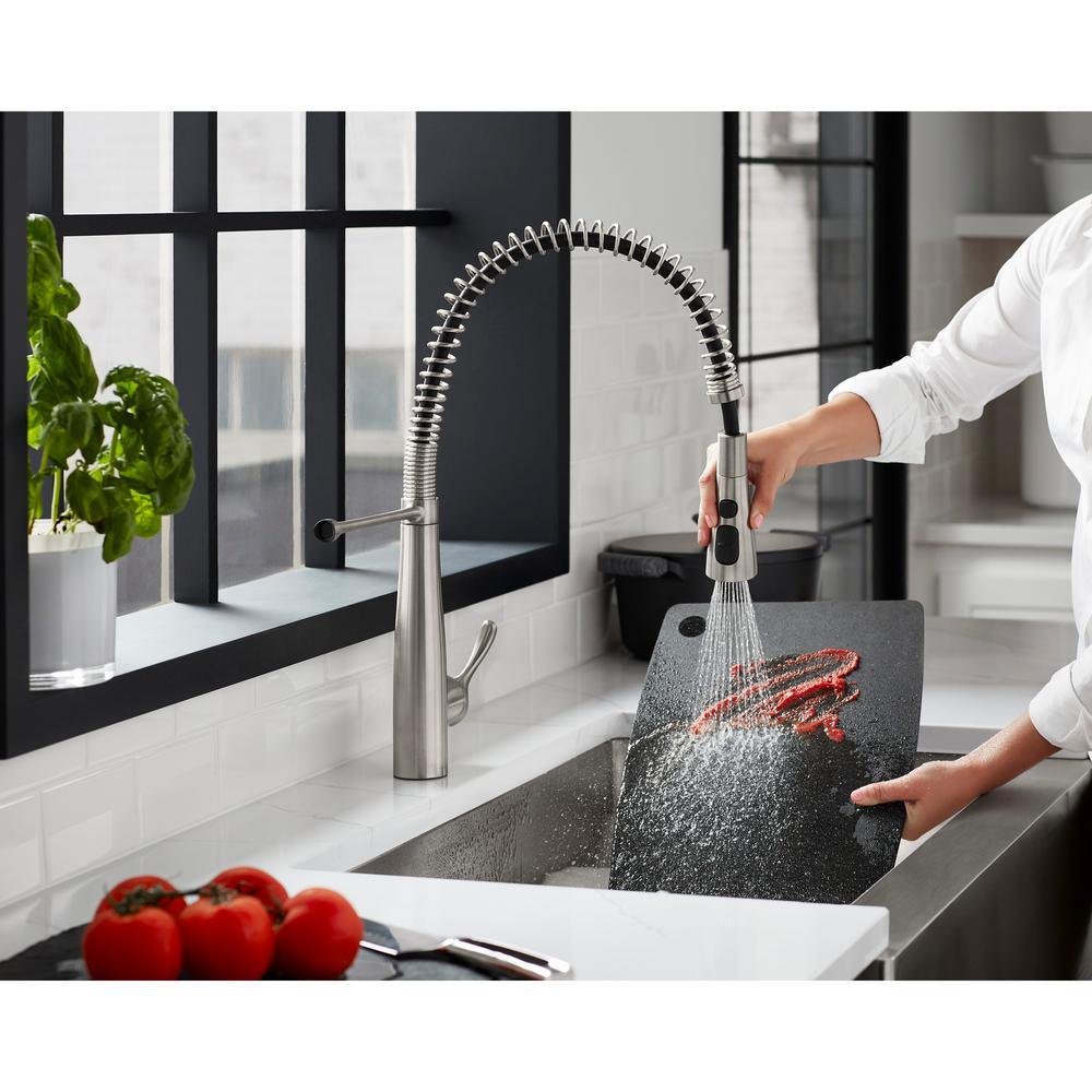 Simplice Single-Handle Pull-Down Sprayer Kitchen Faucet in Vibrant Stainless - Super Arbor
