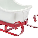 White Metal Santa Sleigh Candy Dish