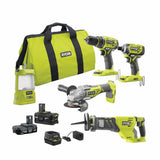 ONE+ 18V Brushless Cordless 5-Tool Combo Kit with (1) 1.5 Ah Battery, (1) 4.0 Ah Battery, Charger, and Bag - Super Arbor
