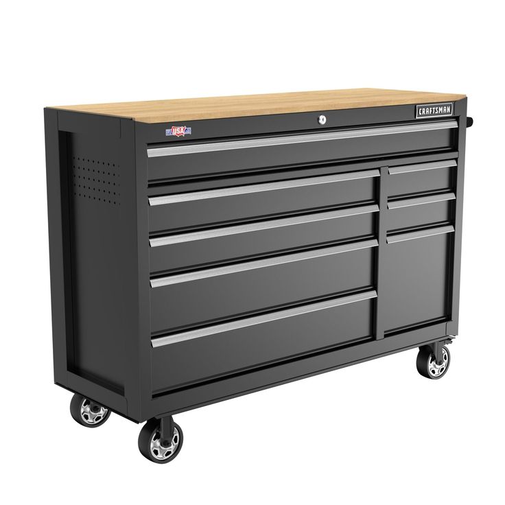 CRAFTSMAN 51.2-in L x 37.5-in H 8-Drawers Rolling Black Wood Work Bench
