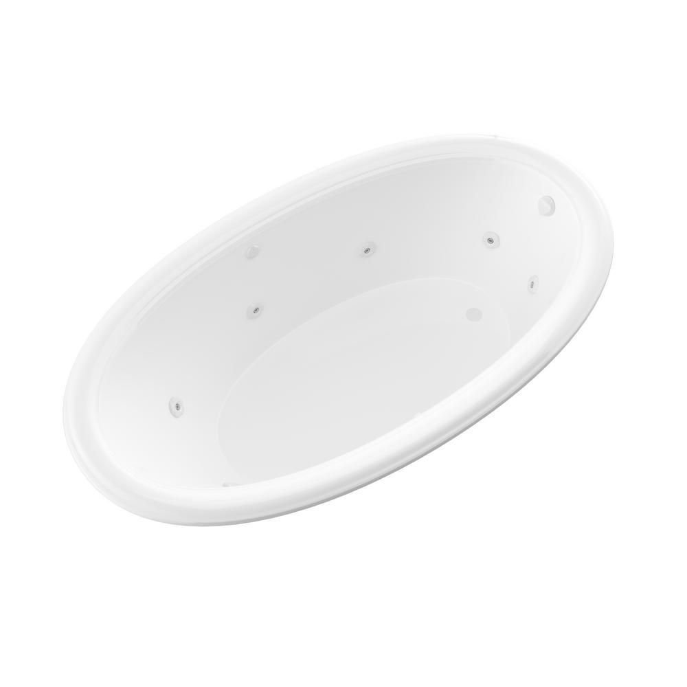 Topaz 60 in. Oval Drop-in Whirlpool Bath Tub in White - Super Arbor