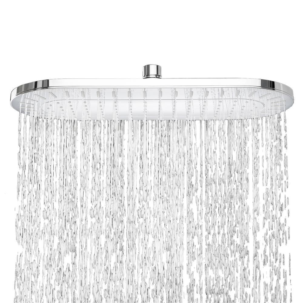 1-Spray 15 in. Single Wall Mount Fixed Rain Shower Head in Chrome - Super Arbor