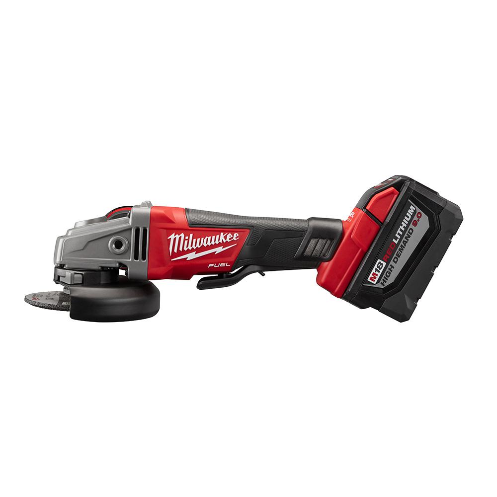 M18 FUEL 18-Volt Lithium-Ion Brushless Cordless 4-1/2 in./5 in. Grinder, Slide Switch Lock-On Kit W/(2) 9.0Ah Batteries