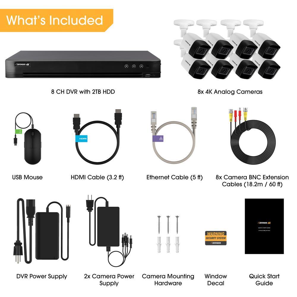 8-Channel Ultra HD 4K (8MP) 2TB DVR Security Camera System with Remote Viewing and 8 Cameras - Super Arbor