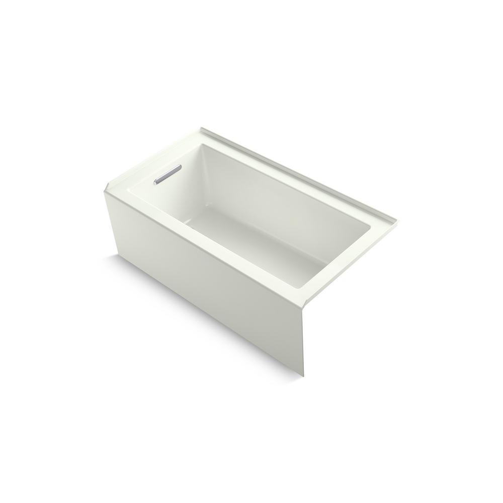 Underscore 60 in. Rectangular Alcove left Drain Bathtub in Ice Grey - Super Arbor
