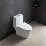 1-Piece Dual Flush 1.2 GPF/0.8 GPF Elongated High Efficiency Skirted Toilet All-in-One Toilet in White Seat Included - Super Arbor