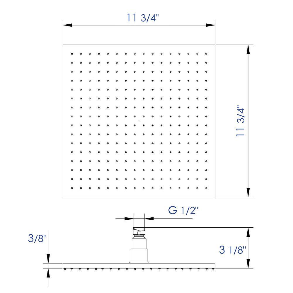 1-Spray 12 in. Single Ceiling Mount Fixed Rain Shower Head in Brushed Nickel - Super Arbor