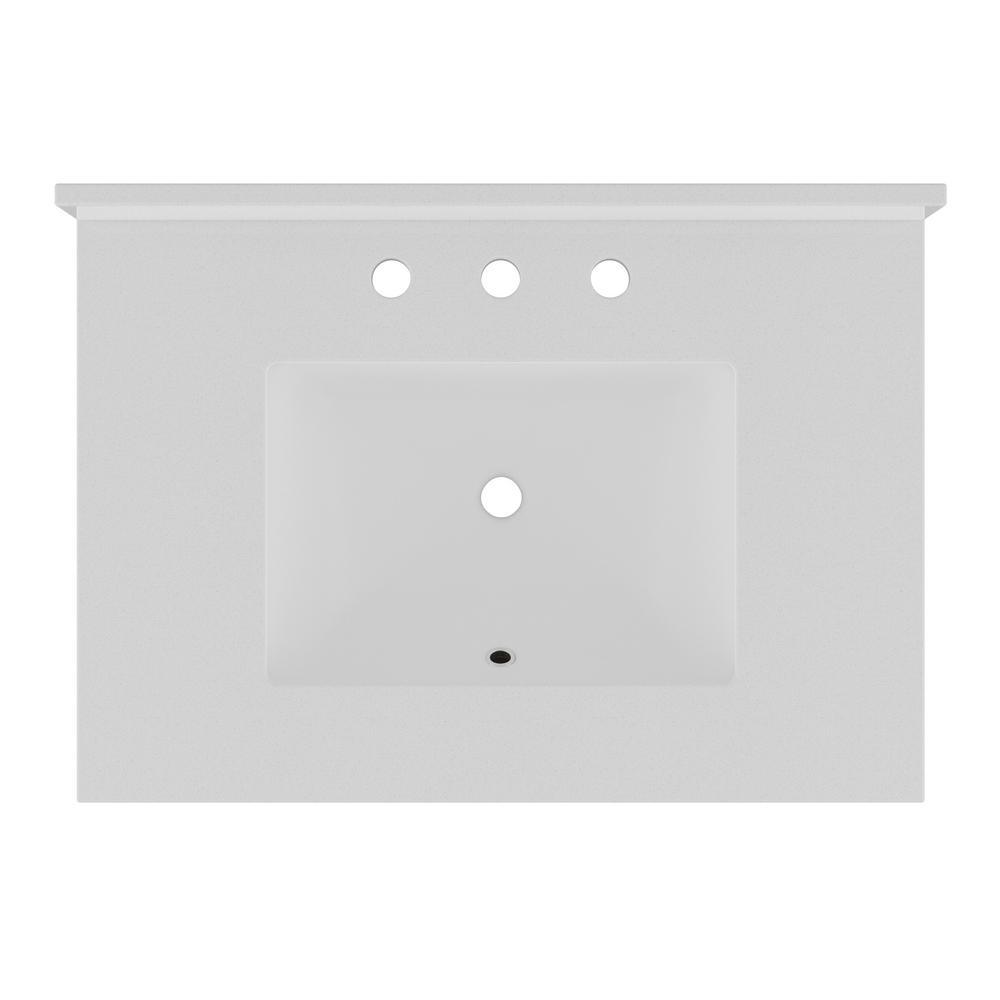61 in. W x 22 in. D Quartz Double Basin Vanity Top in Snow White with White Basins - Super Arbor