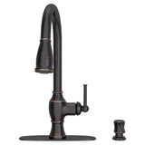 Marchand Single Handle Pull-Down Sprayer Kitchen Faucet in Legacy Bronze - Super Arbor