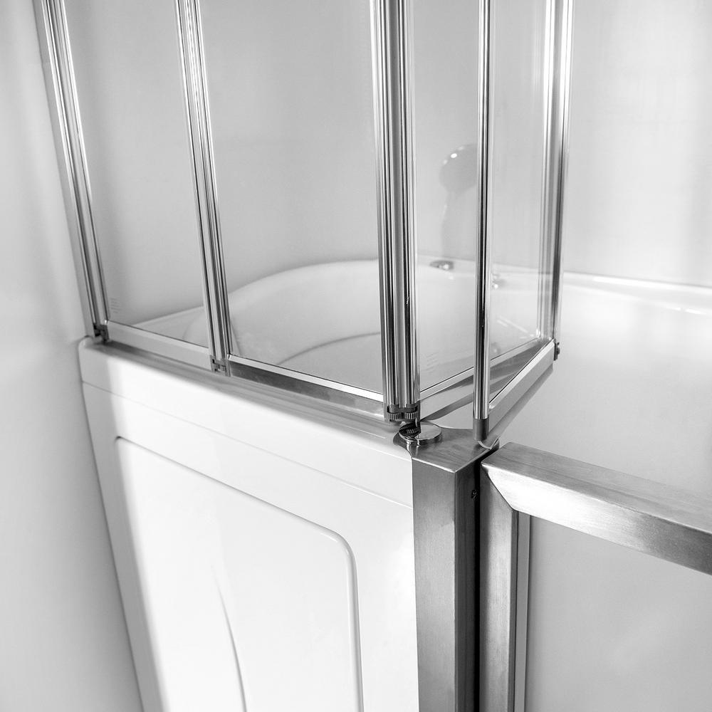 Elite 52 in. Walk-In Whirlpool and Air Bath Bathtub in White with RH Door, Thermostatic Faucet, Dual Drain,Shower Screen - Super Arbor